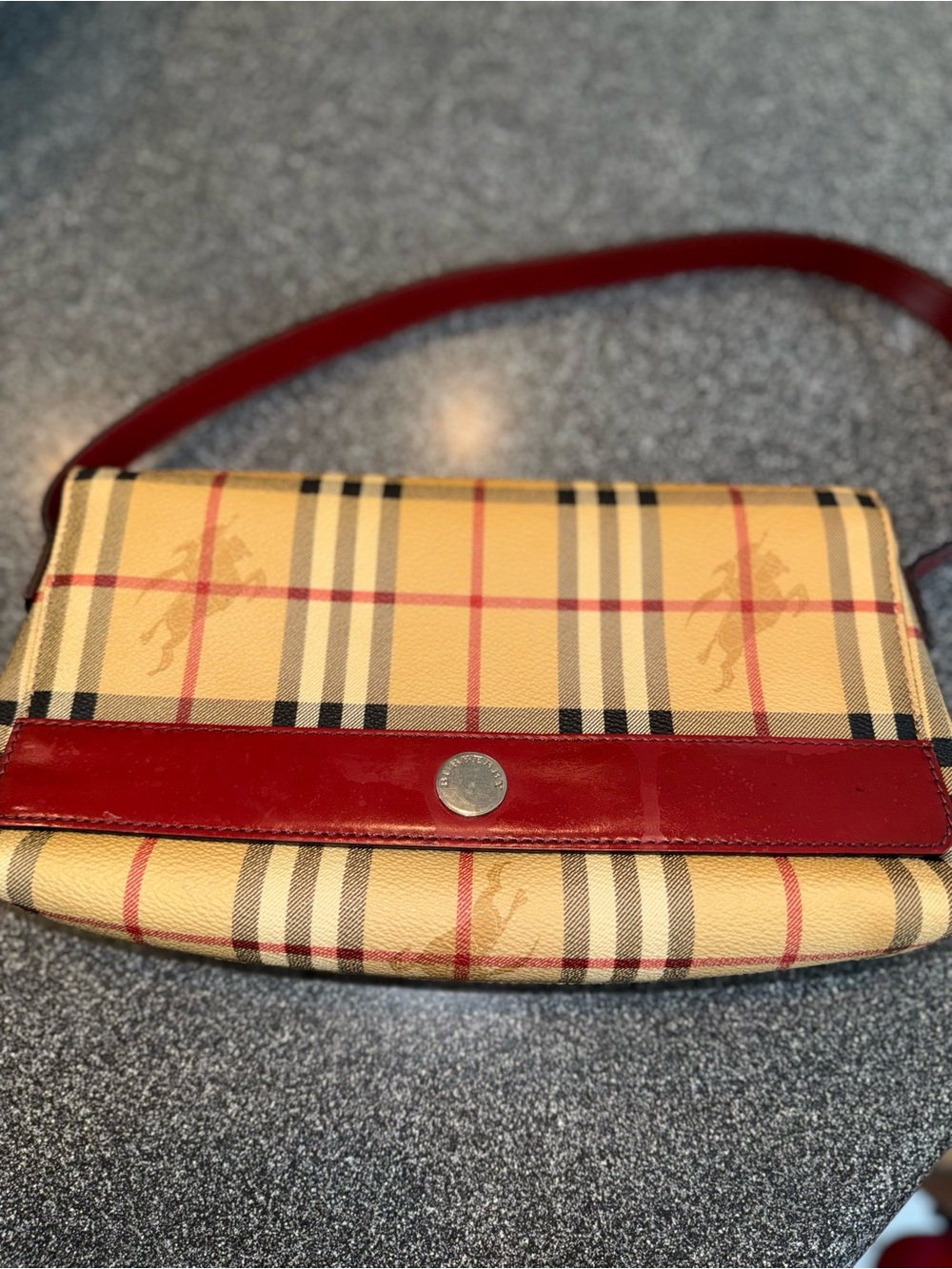 Burberry Yellow Plaid Crossbody with Red Trim